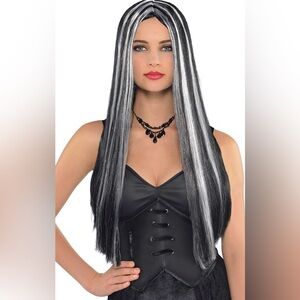 Halloween Witch Black and White Women's Wig OSFM Halloween Costume Wig New